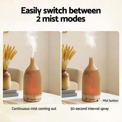Devanti Appliances > Aroma Diffusers & Humidifiers > Aroma Diffusers Devanti Ultrasonic Aroma Diffuser Aromatherapy 200ml LED Lights Iron Humidifier Forest Light wood grain