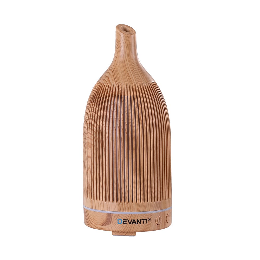 Devanti Appliances > Aroma Diffusers & Humidifiers > Aroma Diffusers Devanti Ultrasonic Aroma Diffuser Aromatherapy 200ml LED Lights Iron Humidifier Forest Light wood grain