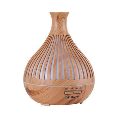 Devanti Appliances > Aroma Diffusers & Humidifiers > Aroma Diffusers Devanti Ultrasonic Aroma Diffuser Aromatherapy 400ml LED Lights Iron Humidifier Forest Light wood grain