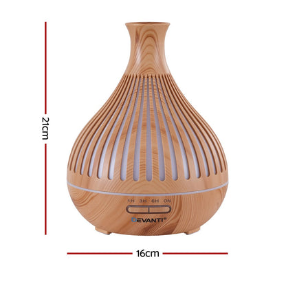 Devanti Appliances > Aroma Diffusers & Humidifiers > Aroma Diffusers Devanti Ultrasonic Aroma Diffuser Aromatherapy 400ml LED Lights Iron Humidifier Forest Light wood grain