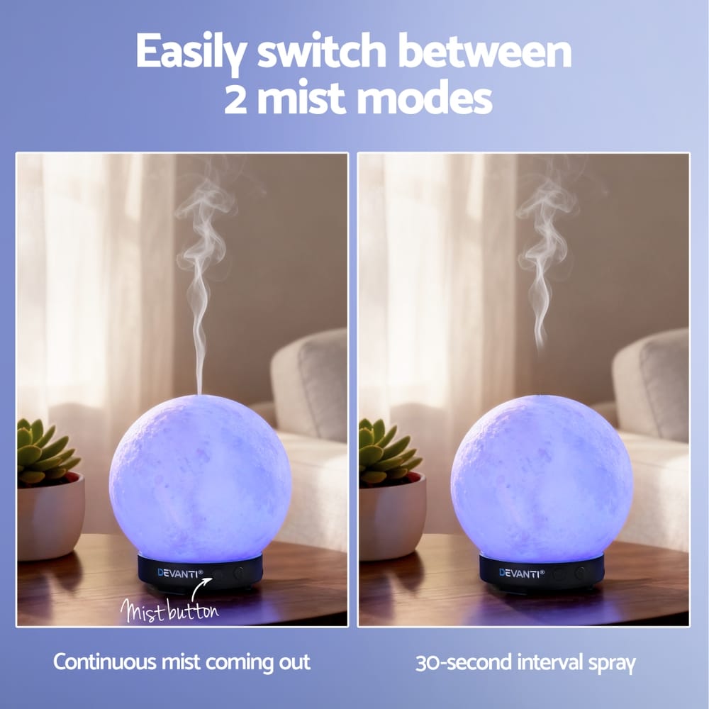 Devanti Appliances > Aroma Diffusers & Humidifiers > Aroma Diffusers Devanti Ultrasonic Aroma Diffuser Aromatherapy Moon Lamp 100ml