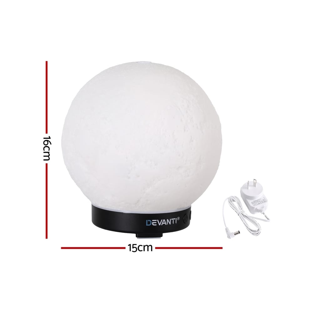 Devanti Appliances > Aroma Diffusers & Humidifiers > Aroma Diffusers Devanti Ultrasonic Aroma Diffuser Aromatherapy Moon Lamp 100ml