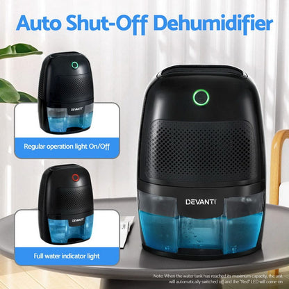 Devanti Appliances > Aroma Diffusers & Humidifiers > Dehumidifiers Devanti Dehumidifier 600ML Air Purifier Black