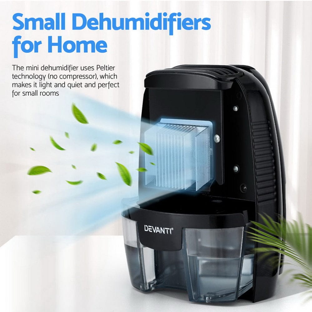 Devanti Appliances > Aroma Diffusers & Humidifiers > Dehumidifiers Devanti Dehumidifier 600ML Air Purifier Black