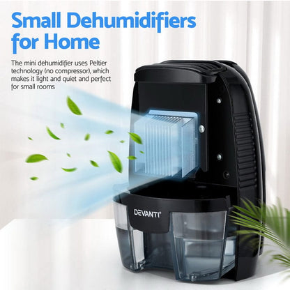 Devanti Appliances > Aroma Diffusers & Humidifiers > Dehumidifiers Devanti Dehumidifier 600ML Air Purifier Black