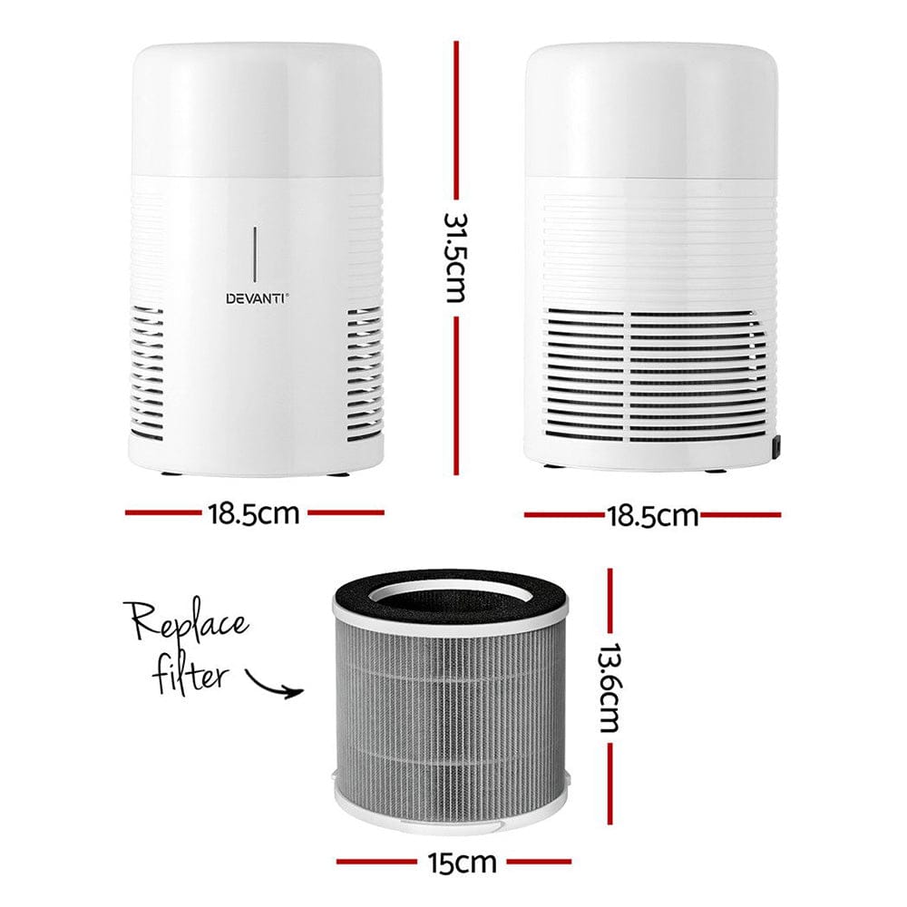 Devanti Appliances > Aroma Diffusers & Humidifiers > Purifiers Devanti Air Purifier 3-layer HEPAh11 Filter Home Freshener Carbon PM2.5 Remover