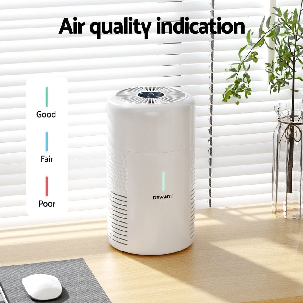 Devanti Appliances > Aroma Diffusers & Humidifiers > Purifiers Devanti Air Purifier HEPA Filter Home Purifiers Dust Sensor PM2.5 Remover