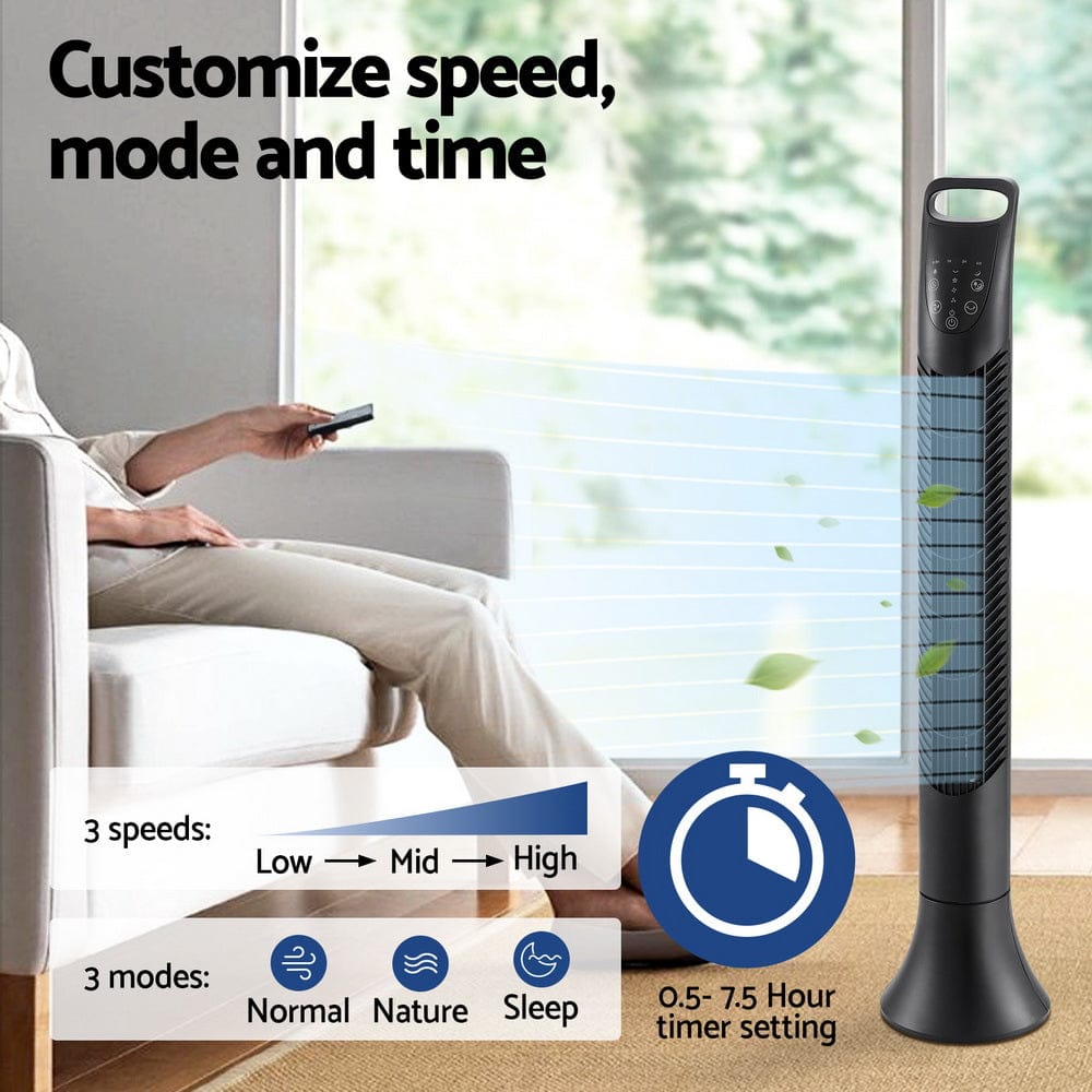 Devanti Appliances > Fans > Ceiling Fans Devanti Tower Fan Oscillating 3 Speeds with Remote 91cm