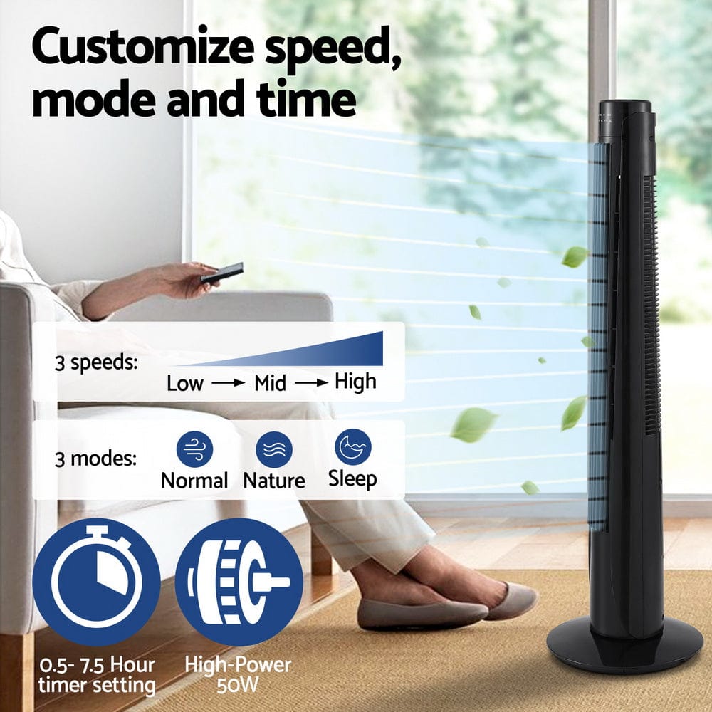 Devanti Appliances > Fans > Ceiling Fans Devanti Tower Fan Oscillating 3 Speeds with Remote 93cm