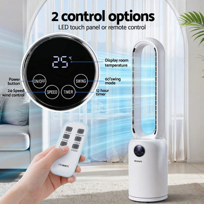 Devanti Appliances > Fans > Portable Fans Devanti 2in1 Bladeless Fan Air Purification W/ Remote 88cm