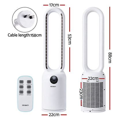 Devanti Appliances > Fans > Portable Fans Devanti 2in1 Bladeless Fan Air Purification W/ Remote 88cm