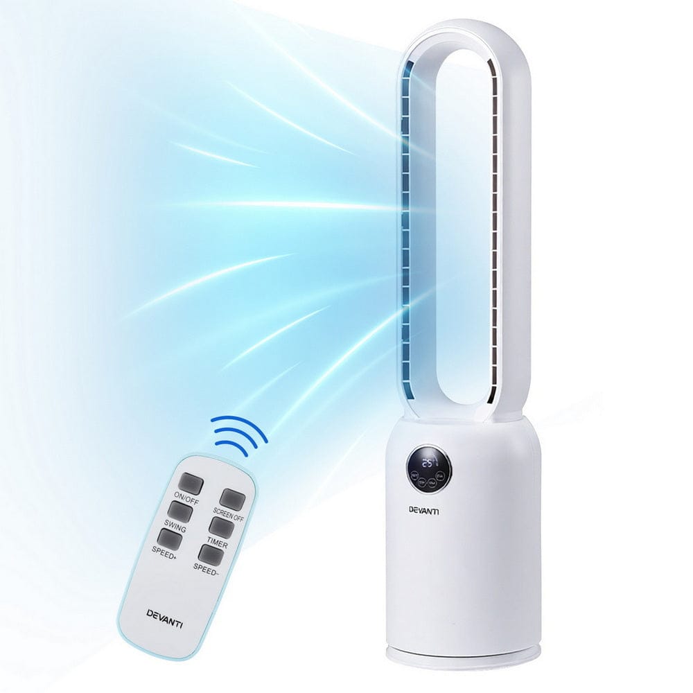 Devanti Appliances > Fans > Portable Fans Devanti 2in1 Bladeless Fan Air Purification W/ Remote 88cm