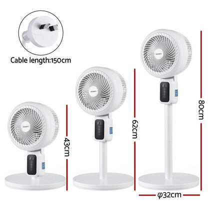 Devanti Appliances > Fans > Portable Fans Devanti Pedestal Fan W/ Remote 3 Speed 12H Timer Height Adjustable Cooling Fan