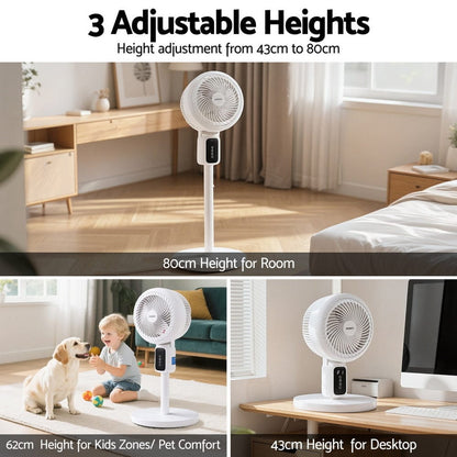 Devanti Appliances > Fans > Portable Fans Devanti Pedestal Fan W/ Remote 3 Speed 12H Timer Height Adjustable Cooling Fan
