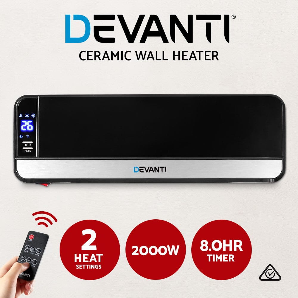 Devanti Appliances > Heaters > Electric Heaters Devanti 2000W Wall Mounted Panel Heater - Black