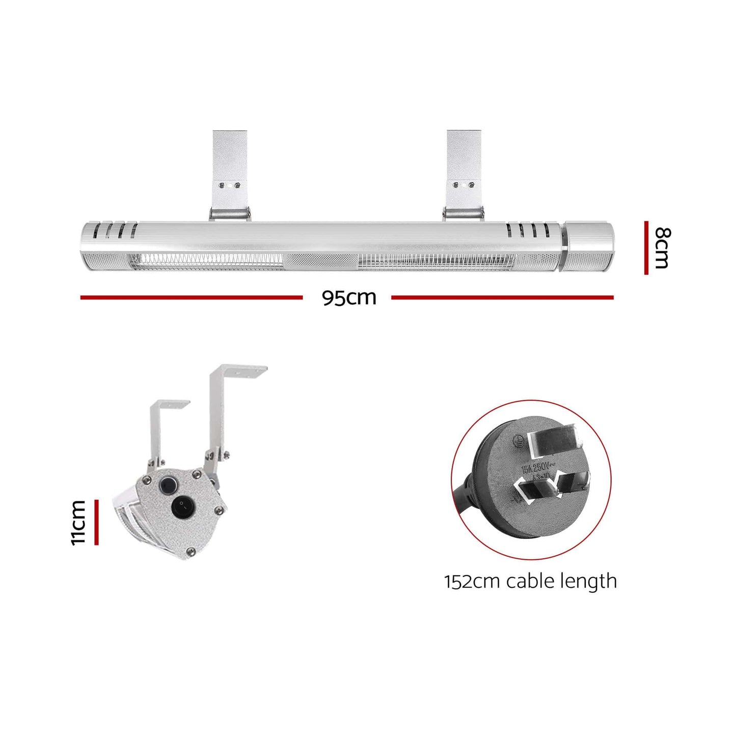 Devanti Appliances > Heaters > Electric Heaters Devanti Electric Strip Heater Infrared Radiant Heaters 3000W