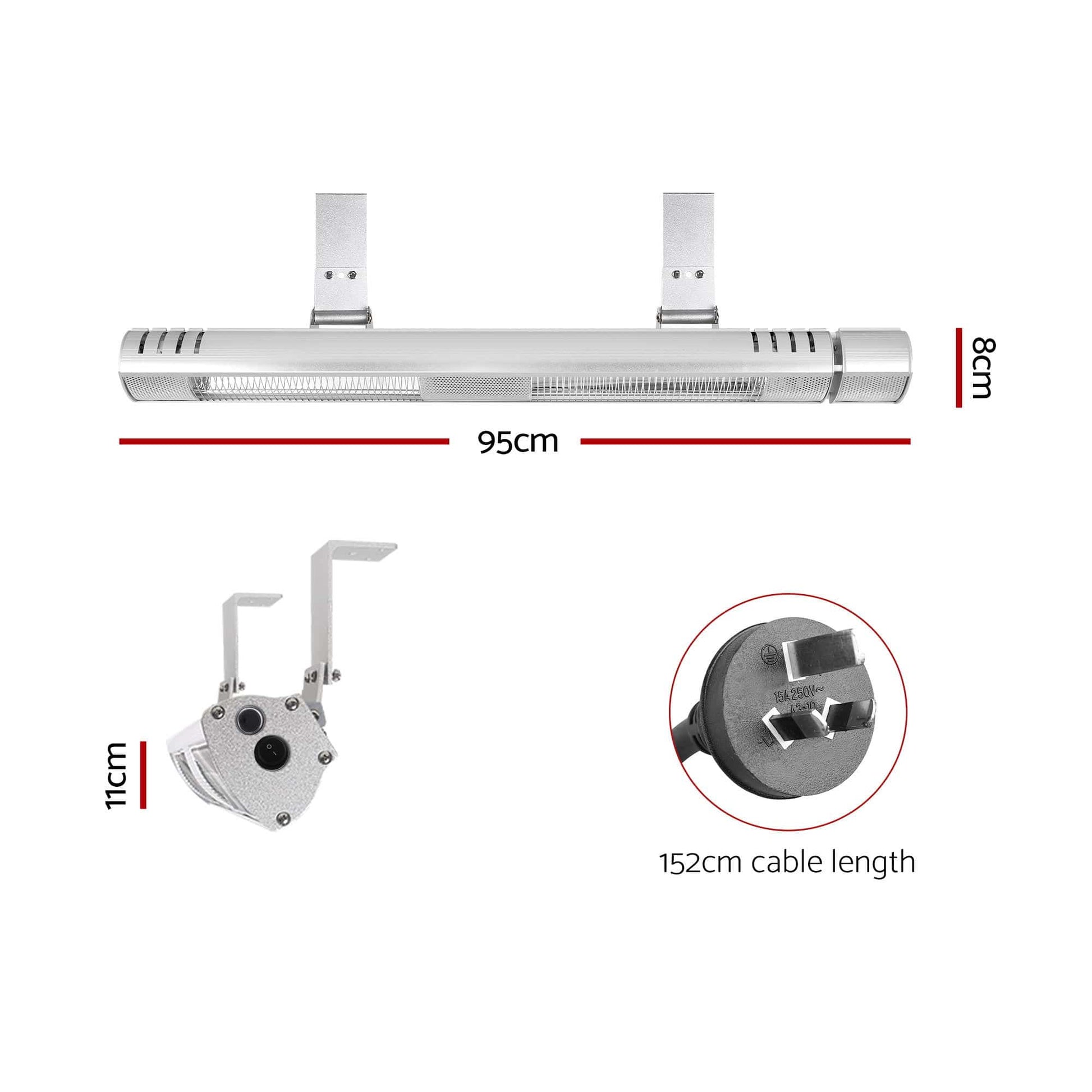 Devanti Appliances > Heaters > Electric Heaters Devanti Electric Strip Heater Infrared Radiant Heaters 3000W