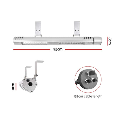 Devanti Appliances > Heaters > Electric Heaters Devanti Electric Strip Heater Infrared Radiant Heaters 3000W
