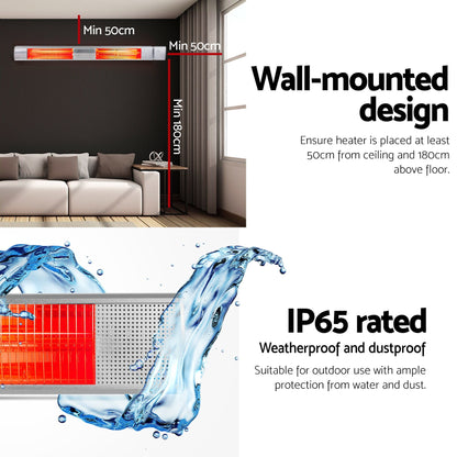 Devanti Appliances > Heaters > Electric Heaters Devanti Electric Strip Heater Infrared Radiant Heaters 3000W