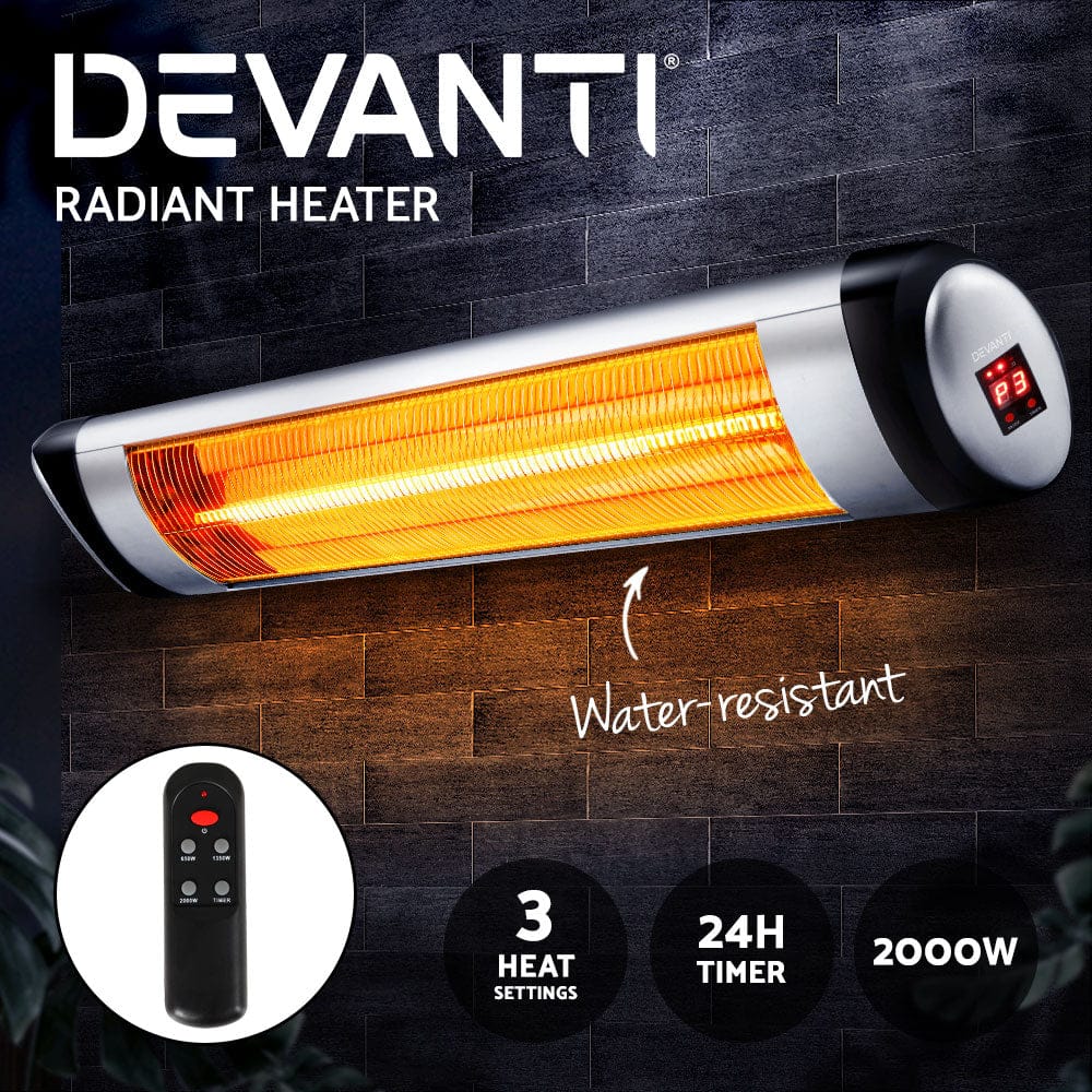 Devanti Appliances > Heaters > Electric Heaters Devanti Electric Strip Heater Radiant Heaters 2000W