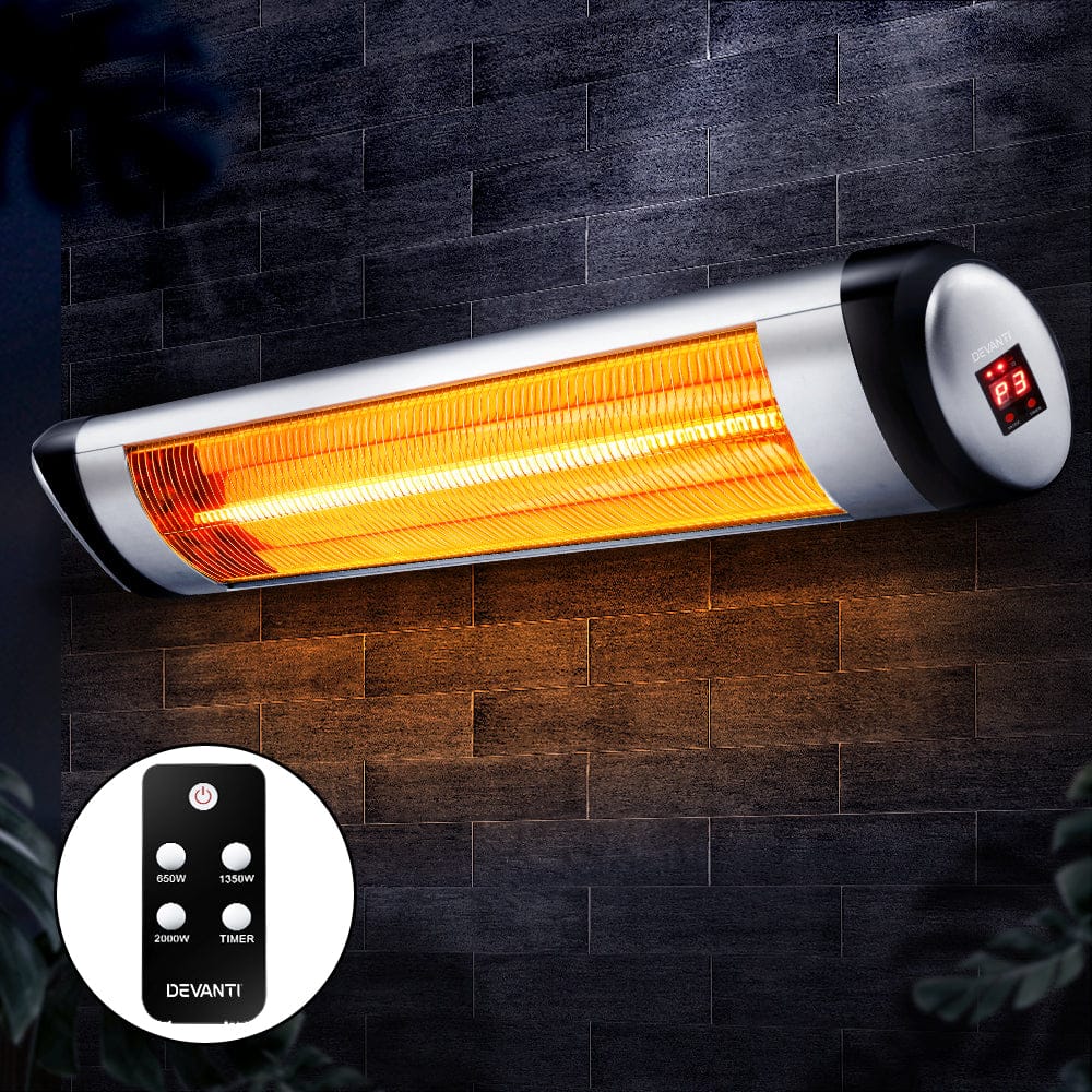 Devanti Appliances > Heaters > Electric Heaters Devanti Electric Strip Heater Radiant Heaters 2000W
