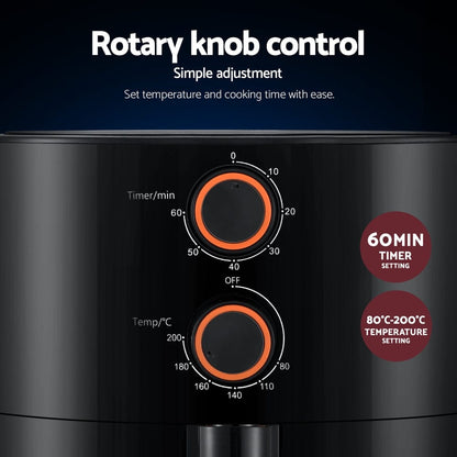 Devanti Appliances > Kitchen Appliances > Air Fryers Devanti 4L Air Fryer Knob Control 1500W