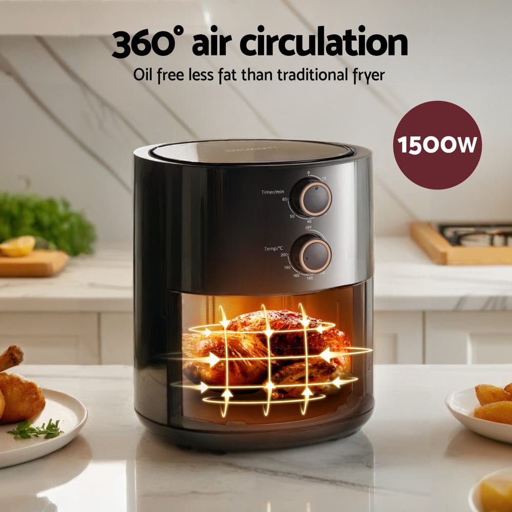 Devanti Appliances > Kitchen Appliances > Air Fryers Devanti 4L Air Fryer Knob Control 1500W