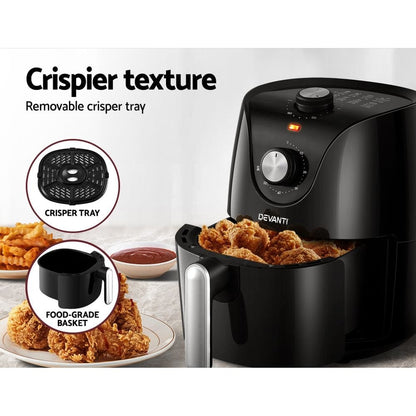 Devanti Appliances > Kitchen Appliances > Air Fryers Devanti Air Fryer 2.5L Knob Fryers