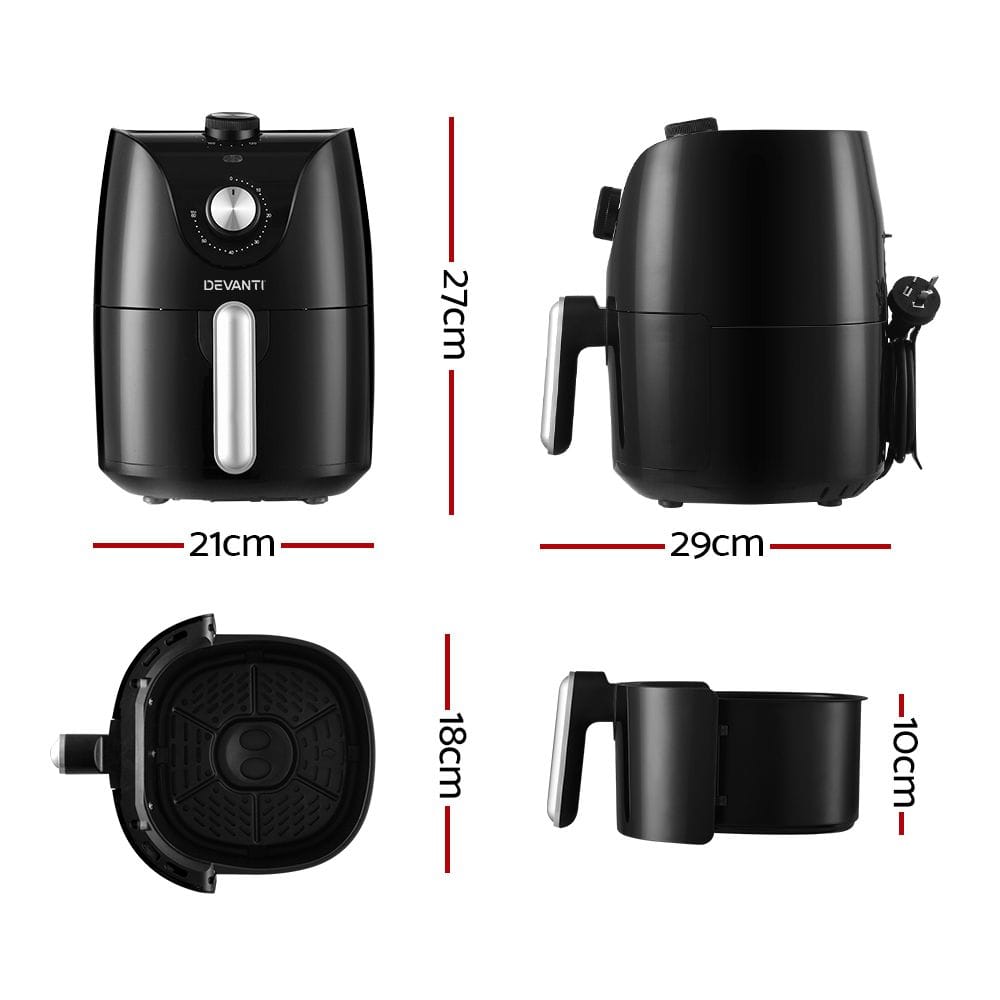 Devanti Appliances > Kitchen Appliances > Air Fryers Devanti Air Fryer 2.5L Knob Fryers