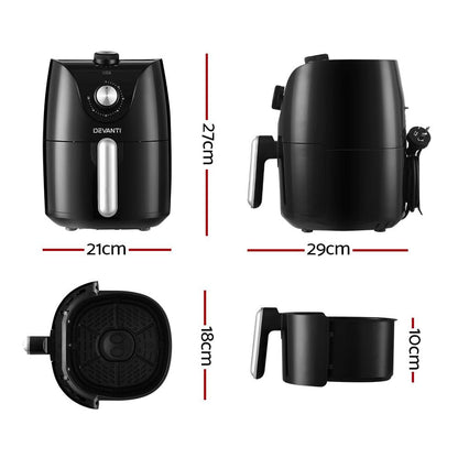 Devanti Appliances > Kitchen Appliances > Air Fryers Devanti Air Fryer 2.5L Knob Fryers