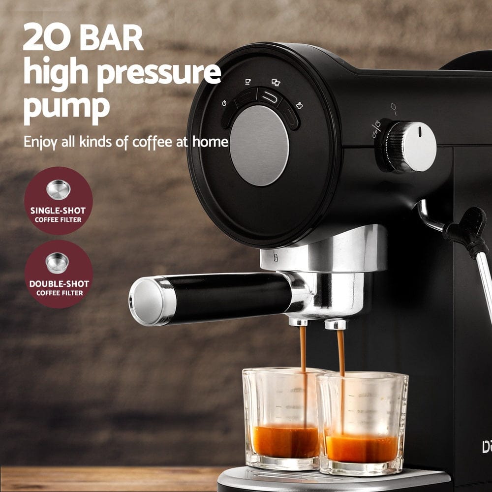 Devanti Appliances > Kitchen Appliances > Coffee Machines & Accessories Devanti 20 Bar Coffee Machine Espresso Cafe Maker Black