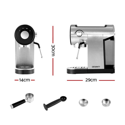Devanti Appliances > Kitchen Appliances > Coffee Machines & Accessories Devanti 20 Bar Coffee Machine Espresso Cafe Maker