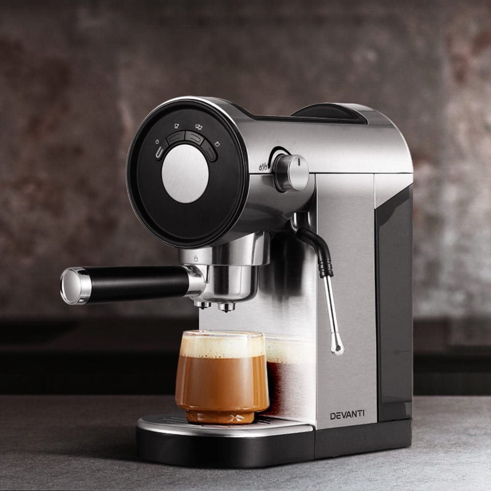 Devanti Appliances > Kitchen Appliances > Coffee Machines & Accessories Devanti 20 Bar Coffee Machine Espresso Cafe Maker