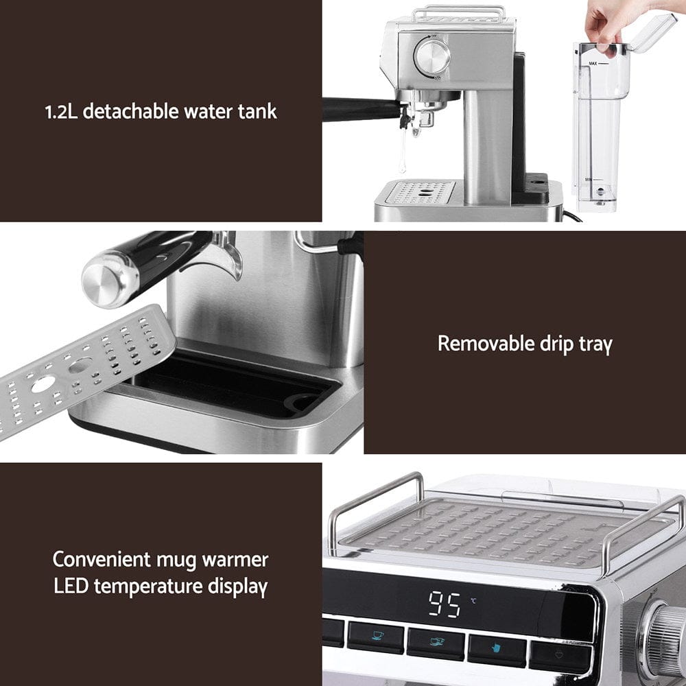 Devanti Appliances > Kitchen Appliances > Coffee Machines & Accessories Devanti 20 Bar Coffee Machine Espresso Cafe Maker