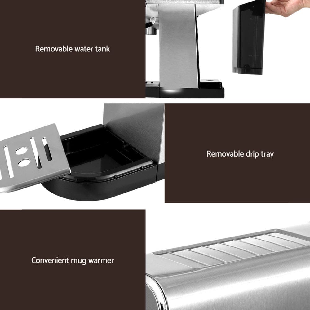 Devanti Appliances > Kitchen Appliances > Coffee Machines & Accessories Devanti 20 Bar Coffee Machine Espresso Cafe Maker