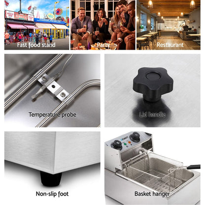 Devanti Appliances > Kitchen Appliances > Deep Fryers Devanti 10L Electric Commercial Deep Fryer Single Basket 2200W