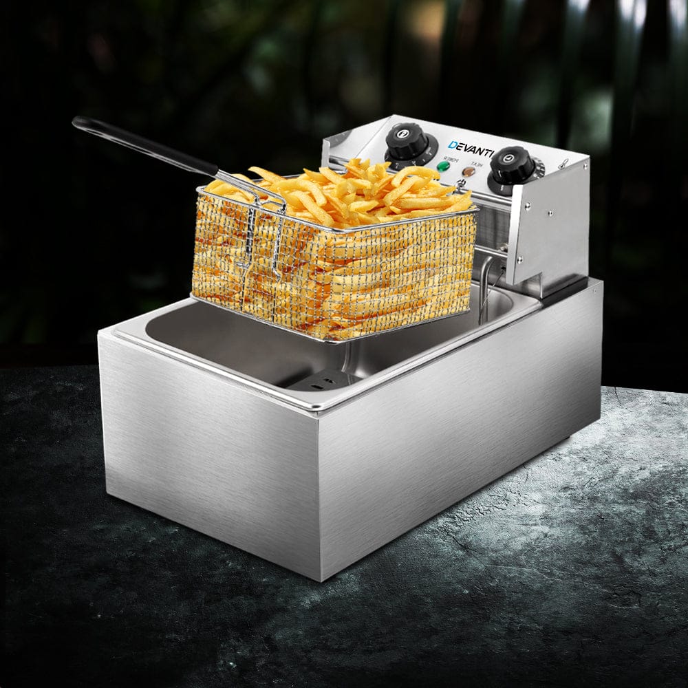 Devanti Appliances > Kitchen Appliances > Deep Fryers Devanti 10L Electric Commercial Deep Fryer Single Basket 2200W
