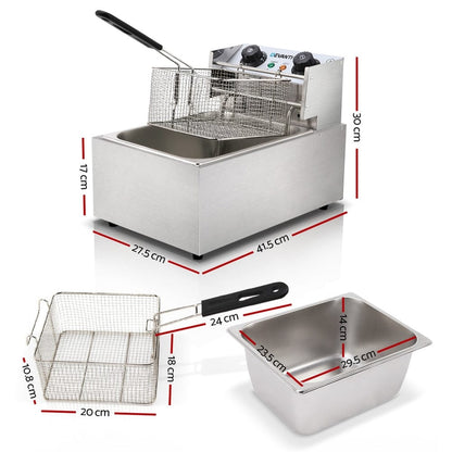 Devanti Appliances > Kitchen Appliances > Deep Fryers Devanti 10L Electric Commercial Deep Fryer Single Basket 2200W