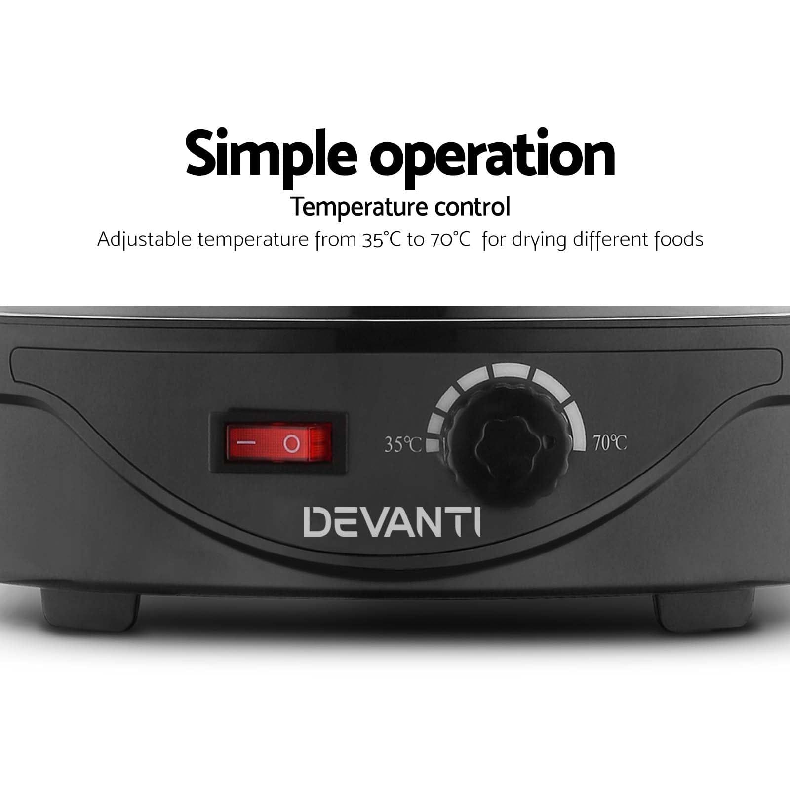 Devanti Appliances > Kitchen Appliances > Food Dehydrators Devanti 5 Trays Food Dehydrator Fruit Dehydrators Pet Beef Jerky Dryer Black