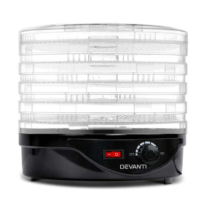 Devanti Appliances > Kitchen Appliances > Food Dehydrators Devanti 5 Trays Food Dehydrator Fruit Dehydrators Pet Beef Jerky Dryer Black