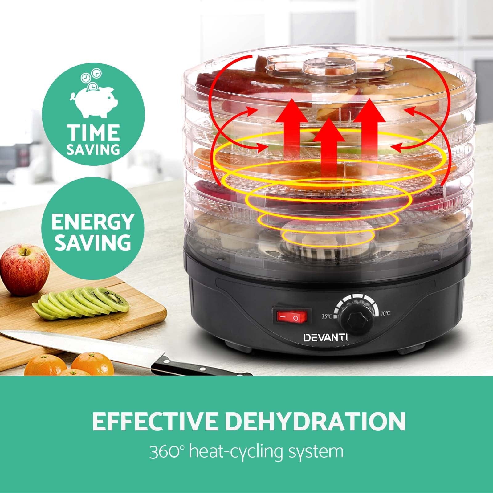 Devanti Appliances > Kitchen Appliances > Food Dehydrators Devanti 5 Trays Food Dehydrator Fruit Dehydrators Pet Beef Jerky Dryer Black