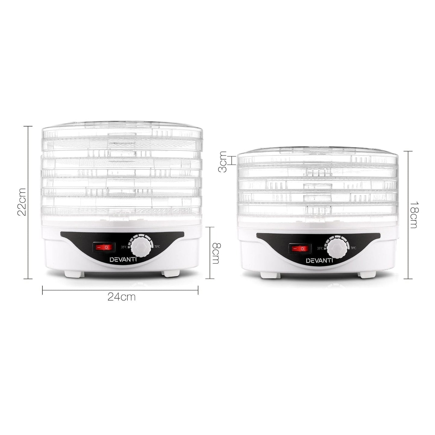 Devanti Appliances > Kitchen Appliances > Food Dehydrators Devanti 5 Trays Food Dehydrator Fruit Dehydrators Pet Beef Jerky Dryer White
