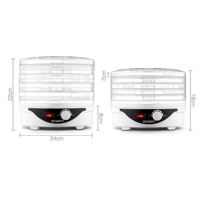 Devanti Appliances > Kitchen Appliances > Food Dehydrators Devanti 5 Trays Food Dehydrator Fruit Dehydrators Pet Beef Jerky Dryer White