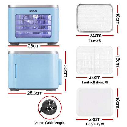 Devanti Appliances > Kitchen Appliances > Food Dehydrators Devanti 5 Trays Food Dehydrator Mini Fruit Dryer 500W