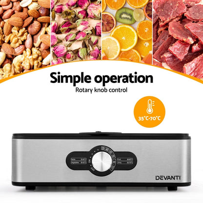 Devanti Appliances > Kitchen Appliances > Food Dehydrators Devanti 5 Trays Food Dehydrator Stainless Steel Tray