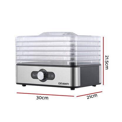 Devanti Appliances > Kitchen Appliances > Food Dehydrators Devanti 5 Trays Food Dehydrator Stainless Steel Tray