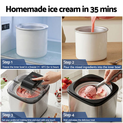 Devanti Appliances > Kitchen Appliances > Ice Makers Devanti Ice Cream Maker Slushie Machine 2L Homemade Gelato Sorbet Sliver