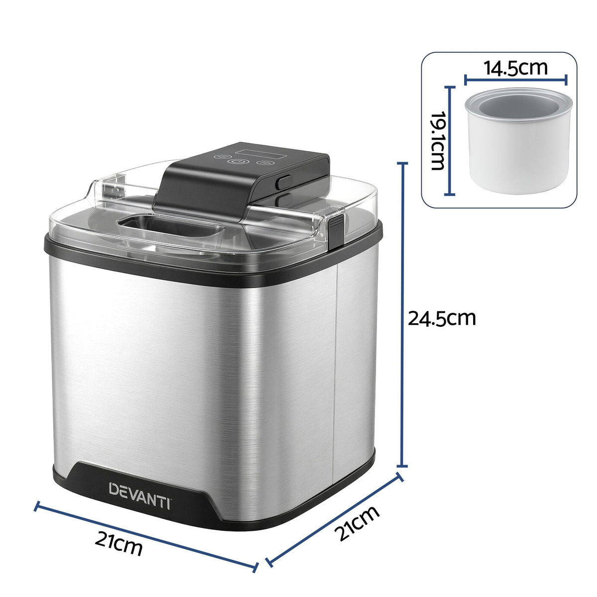 Devanti Appliances > Kitchen Appliances > Ice Makers Devanti Ice Cream Maker Slushie Machine 2L Homemade Gelato Sorbet Sliver