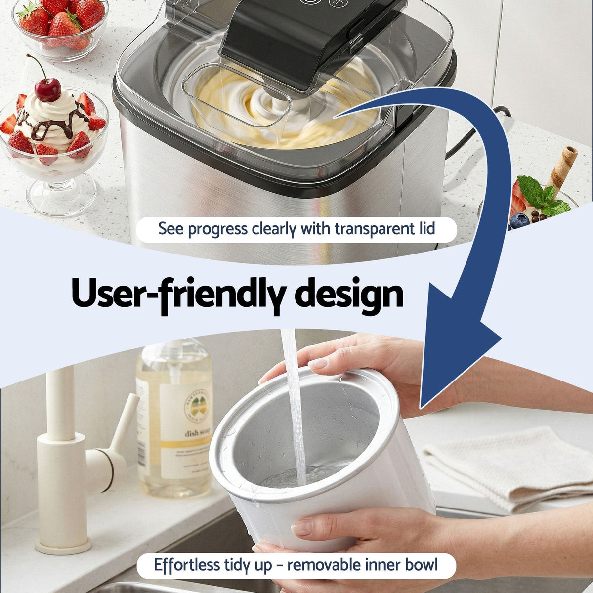 Devanti Appliances > Kitchen Appliances > Ice Makers Devanti Ice Cream Maker Slushie Machine 2L Homemade Gelato Sorbet Sliver