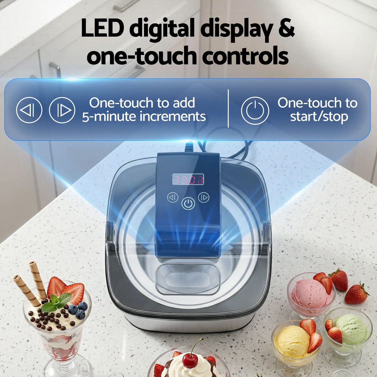 Devanti Appliances > Kitchen Appliances > Ice Makers Devanti Ice Cream Maker Slushie Machine 2L Homemade Gelato Sorbet Sliver
